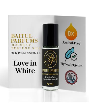 ASMARKET Comparable to Love in White Alcohol-Free Perfume Oil 8ml Travel Size Roll-On Glass Bottle Long Lasting Fragrance 98% True-to-Scent Clean Scent Perfume Main Accords - White Floral Sweet