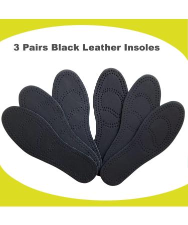 Black Leather Insoles for Men's Boots | Nonslip Thin Shoe Pads with Activated Carbon | Odor Eaters | 3 Pairs (Men's US 10-10.5 - Buy Online on GoSupps.com