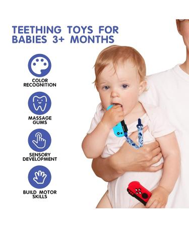 Silicone Baby Teething Toys - Game Controller Teether for Babies 0-12 Months - Sensory Exploration and Teething Relief - Blue & Red - Buy Online on GoSupps.com