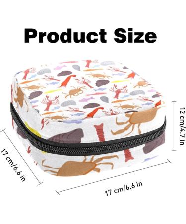 Shop Portable Women's Binding-Storage Bags - Menstrual Cup Pocket & Pads for Teens | Colorful Seafood Patterns - Buy Online on GoSupps.com