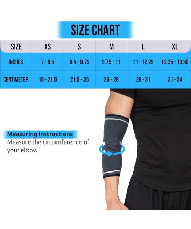 360 RELIEF Compression Elbow Brace Sleeve for Men and Women | Joint Pain Relief Support for Tendonitis, Tennis, Golf, Workout, Weightlifting | Small Grey with Mesh Laundry Bag - Buy Online on GoSupps.com