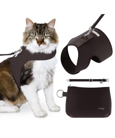 Cat Harness, Collar & Leash Set - Escape Proof Adjustable Choke Free Velcro Harness Vest for Walking Cats & Kittens Sable Brown Large