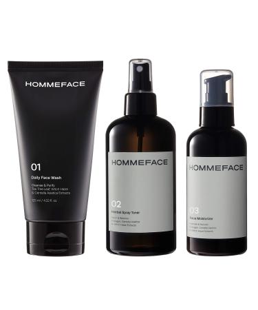 HOMMEFACE Daily Trio Skin Care Set for Men, 3-Step Routine