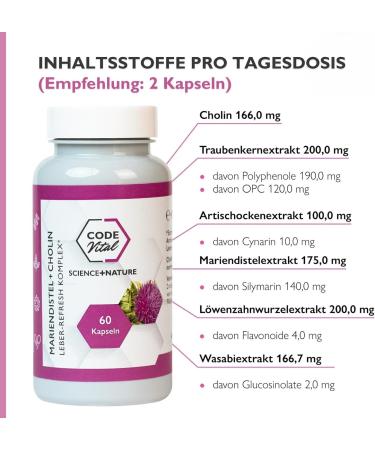 Code Vital Mary Thistle Capsules with Choline - Liver Support with Artichoke & Dandelion Extract | 2 Packs | 120 Capsules for Optimal Health - Buy Online on GoSupps.com