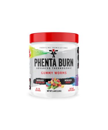 FRONTLINE FORMULATIONS Phenta Burn Increased Energy and Endurance Amazing Flavors Veteren Owned and Operated (60 Servings Gummy Worms)