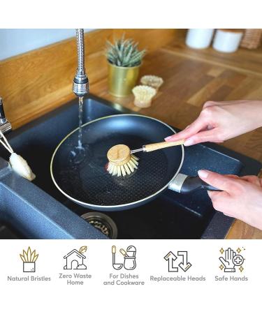 CZAYEFNH Dish Brush 3 Replacement Heads Natural Washing Up Brushes Heads Soft Sisal Bristle Dish Scrubber Palm Brush for Kitchen Cleaning Pots Pans - Buy Online on GoSupps.com