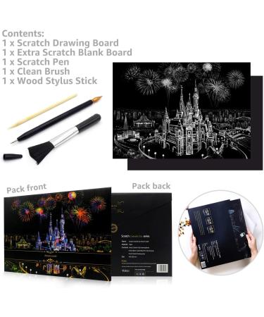 Rainbow Scratch Art Painting Sketch Pad | DIY Night View Scratchboard Kit for Kids & Adults | Engraving & Craft Set | Creative Gift | 16'' x 11.2'' with 3 Tools | Dream Castle Design - Buy Online on GoSupps.com