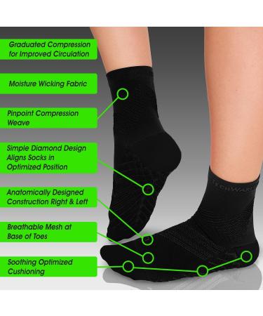 TechWare Pro Plantar Fasciitis Socks | Cushion Ankle Compression for Men & Women | Achilles Tendonitis Brace & Arch Support - Medium Black - Buy Online on GoSupps.com