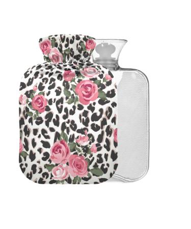 Cute Rose Hot Water Bottle with Cover 1L Small Hot Water Bag for Pain Relief Cramps BPA Free