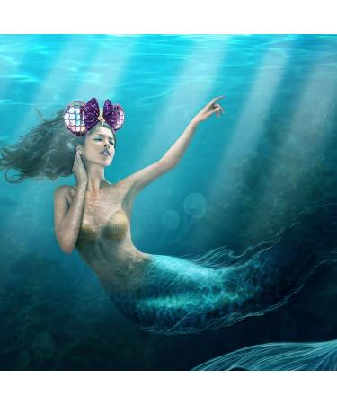 Zhezesmila Mermaid Purple Mouse Ears Headband, Hair Clips & Scrunchies Set for Girls & Women - Birthday Party Hair Accessories - Buy Online on GoSupps.com