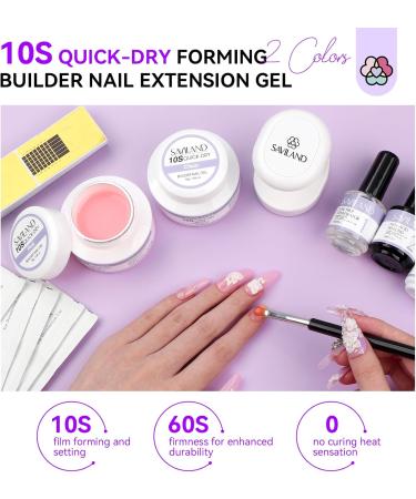SAVILAND Quick-dry Builder Nail Gel Kit - Clear Pink Builder Nail Extension gel with Mini UV Light Top Gel Nail Dehydrator Non-acid PH Bond Primer and Nail Extension Application Tools for beginners - Buy Online on GoSupps.com