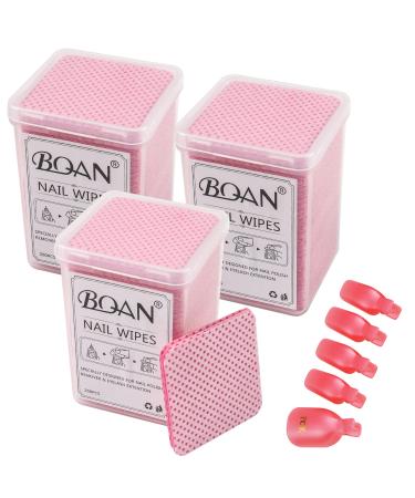 600 PCS Lint Free Nail Wipes  BQAN Nail Polish Remover Pads Pink For lash extensions & Nail Polish Bottle With 5PCS Nail Soak Off Clips (Pink) - Buy Online on GoSupps.com
