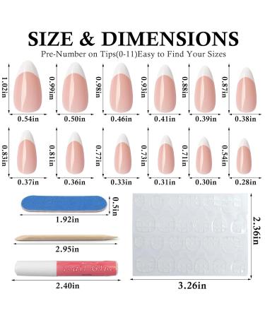 120Pcs White French Tip Press on Nails - Almond Shape Glossy Nude Full Cover False Nails with Adhesive Tabs for Women & Girls - Buy Online on GoSupps.com