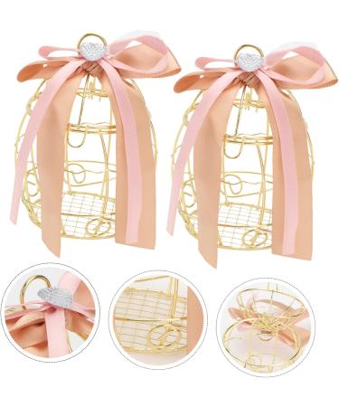 COOLHIYA Bird Cage 2pcs Box Bell Creative Treats Birdcage Wedding Sweets Birthday for Party Shaped Golden 8.3X6.7CM - Buy Online on GoSupps.com