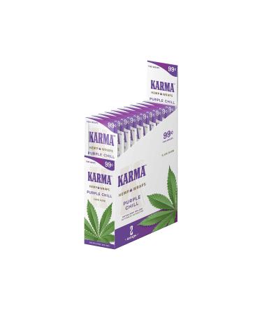 Karma Hemp  Natural Hemp Wraps  Non GMO  2 Wraps Per Pack  25 Pack Display (Purple Chill)