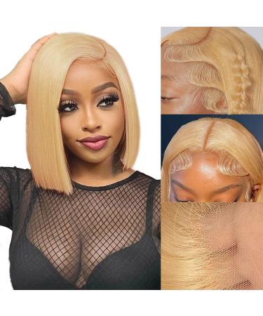 Blonde Bob Lace Front Wigs Human Hair 27 Honey Blonde Bob Wig Human Hair Pre Plucked With Baby Hair 13x4 Hd Lace Front Wigs For Women 150% Density Short Straight Bob Wigs Human Hair (27 Blonde Bob Wig 10 Inch) 10 Inch ...