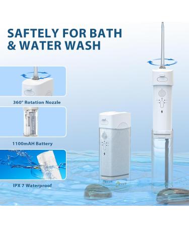 Rechargeable Mini Water Dental Flosser - Portable Teeth Oral Irrigator with 5 Jet Tips - IPX7 Waterproof & Telescopic Water Tank for Home & Travel - Buy Online on GoSupps.com
