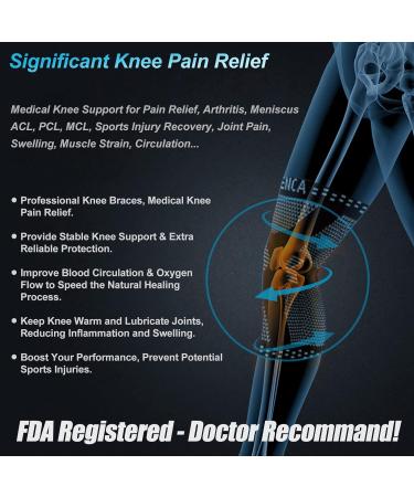 NEENCA Knee Brace Compression Sleeve with Patella Gel Pad - Medical Grade Support for Meniscus Tear, Arthritis, ACL Injury - Large, Blue - Buy Online on GoSupps.com