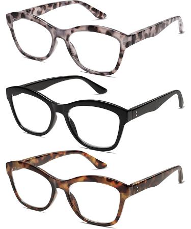 AMOMOMA Retro Cat Eye Reading Glasses 2.0x Blue Light Blocking Anti Eyestrain Readers - Grey Tortoise & Black & Brown Tortoise | AM6004 P1 - Buy Online on GoSupps.com