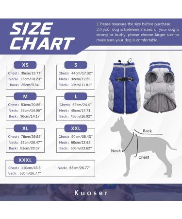Kuoser Waterproof Dog Coat - Winter Warm Jacket for Small & Medium Dogs | Fleece Lined Reflective XXL Blue Pet Clothing - Buy Online on GoSupps.com
