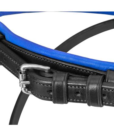 Sunride English Combined Bridle Hawaii - Soft Real Leather Adjustable & Anatomical for Ponies (Black/Blue) - International Shipping Available - Buy Online on GoSupps.com