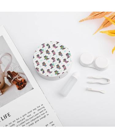 Cute Raccoon with Birthday Cake Round Case For Contact Lens Kit Storage Box with Mirror Printed - Buy Online on GoSupps.com