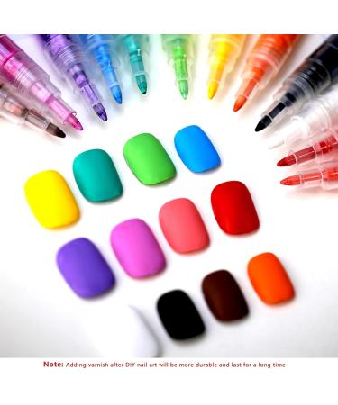 12 Pcs Nail Art Pens Set - Acrylic Nail Polish & Graffiti Painting Pens for Salon DIY Design - Buy Online on GoSupps.com