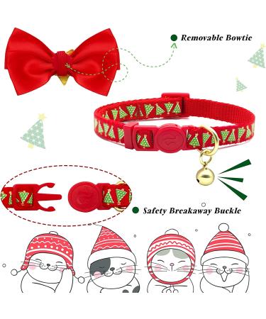 Azuza 2 Pack Cat Collar Breakaway with Bell and Removable Bowtie - Adjustable from 8-12 inches - Christmas Gift Set - Buy Online on GoSupps.com