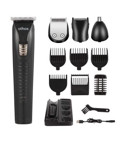othos Multi-Functional Electric Grooming Hair Clipper Beard Trimmers Shaver Kit for Men Shaver Mustache Hair Face Nose Body Ear Trimmers Set USB Charging Rechargeable Lithium Battery Cordless Stand