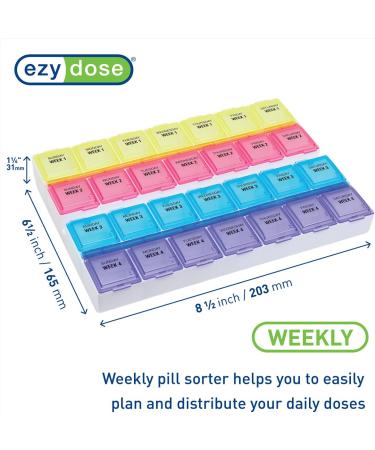 EZY DOSE 28-Day Pill Case | Medicine Planner & Vitamin Organizer | Large Compartments | BPA Free & Easy to Use - Buy Online on GoSupps.com