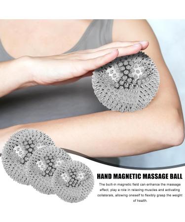 6-Piece Massage Balls Set with 20 Acupressure Rings - Silver Spiked Hedgehog Balls for Stress Relief | 32mm 47mm 56mm Massage Tools - Buy Online on GoSupps.com