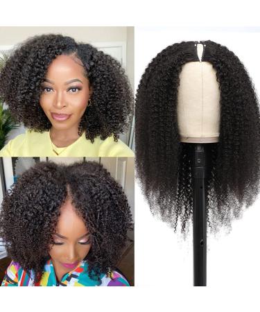Kiqibeauty Afro Kinky Curly V Part Wig Human Hair 16 Inch - 200% Density U Part Wig for Black Women - Buy Online on GoSupps.com