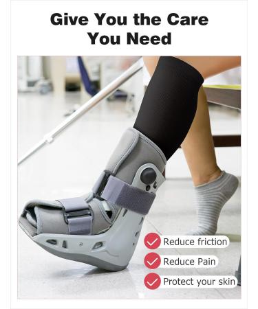 Walking Boot Socks - 2 Pairs Orthopedic Liner Socks for Men & Women | Comfortable Medical Boot Socks for Fractures - Black - Buy Online on GoSupps.com