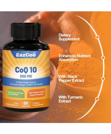 CoQ10 300mg Capsules | Vegan Energy Supplement | Non-GMO Gluten Free 60 Veggie Capsules - Buy Online on GoSupps.com