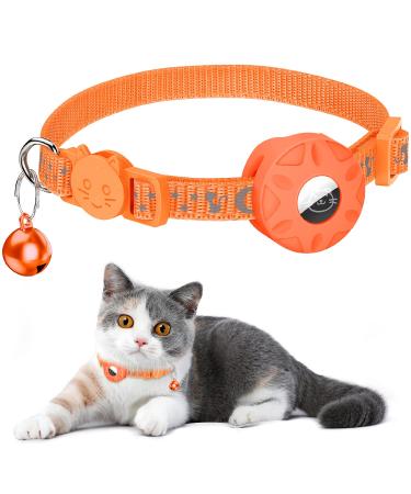 Airtag cat collar integrated cat necking band Airtag with Airtag holder and bell reflective cat neck band with a stoppable safety buckle for kitten puppies (orange) - Buy Online on GoSupps.com