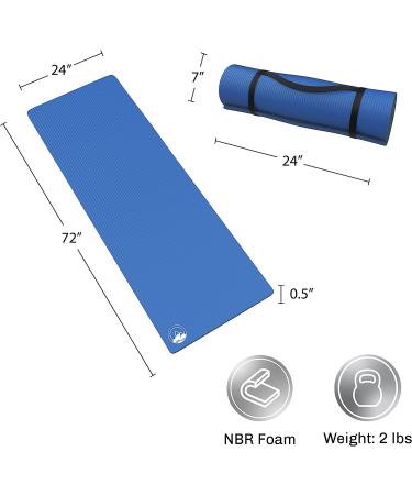 Wakeman Lightweight Foam Sleep Pad - 0.50 Thick Mat for Camping, Cots, Tents, Backpacking & Yoga - Non-Slip, Waterproof, Carry Handle - Blue - Buy Online on GoSupps.com