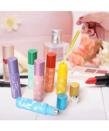 10ml Gemice Essential Oil Roller Bottles - 6 Pack with Stainless Steel Balls, Opener, Dropper - Portable Refillable Clear Perfume Sample Bottles - Buy Online on GoSupps.com