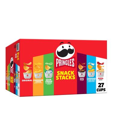 Pringles Potato Crisps Chips, Lunch Snacks, Office and Kids Snacks, Snack Stacks, Variety Pack, 19.5oz Box (27 Cups) 6 Flavors