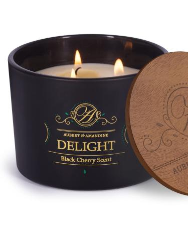 Cherry Scented Aromatherapy Candles for Relaxation, 3 Wick Candle Large Soy Candles for Home Scented, Great Mothers Day Gifts for Women, Stress Relief Candles, Housewarming, Birthday, Anniversary Black Cherry