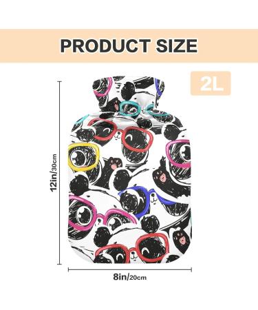 Hot Water Bottles with Panda Glasses Pattern | 2L Heating Bag for Pain Relief - Ideal for Women & Adults - Buy Online on GoSupps.com