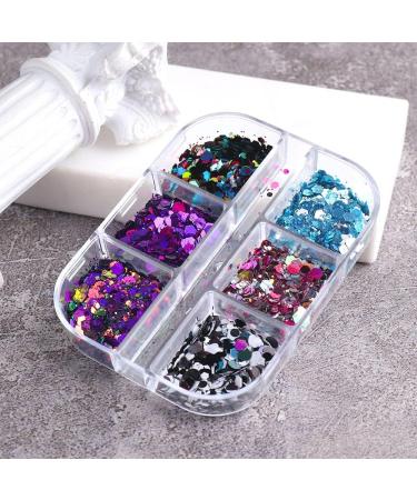 Winter Style Hexagon Irregular Spangles Holographic Black White Colorful Glitter Flakes Nails Sequins(02) Style02 - Buy Online on GoSupps.com