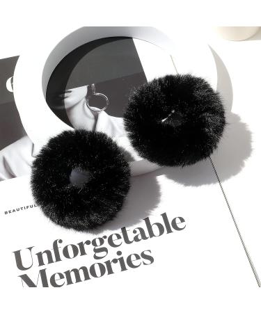Halloween Christmas Black Fuzzy Scrunchies - 2 Pack Faux Fur Hair Accessories for Girls - Soft Ponytail Holder & Wristband for Theme Parties - Buy Online on GoSupps.com