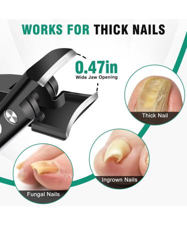 Heavy Duty Nail Clippers for Men | Large Toenail Clippers for Thick Nails & Seniors | No Splash Fingernail Cutter with Catcher - Black - Buy Online on GoSupps.com