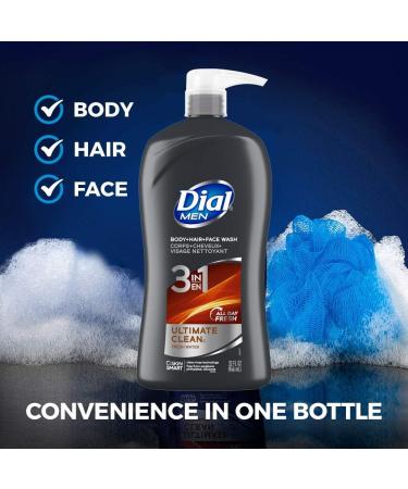 Dial Men 3in1 Body Hair & Face Wash - Ultimate Clean | 32 Fl Oz (Pack of 2) - International Shipping Available - Buy Online on GoSupps.com