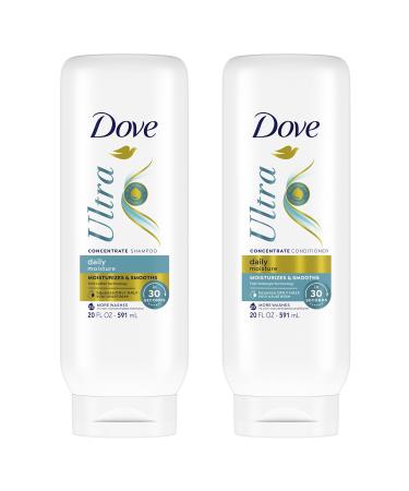Dove Concentrate Shampoo And Conditioner Set For Dry Hair Moisturizes And Smooths In 30 seconds 2X More Washes Combo Pack 20 fl oz (Pack of 2) 20 Ounce (Pack of 2) Dove Daily Moisture Shampoo and Conditioner