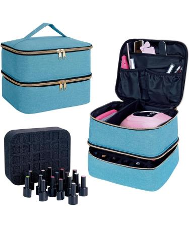 UOZL Nail polish storage bag handheld double-layer cosmetic bag storage bag with adjustable partitions for storing nail polish manicure lamps manicure tools essential oils and Travel Black Light Light Green - Buy Online on GoSupps.com