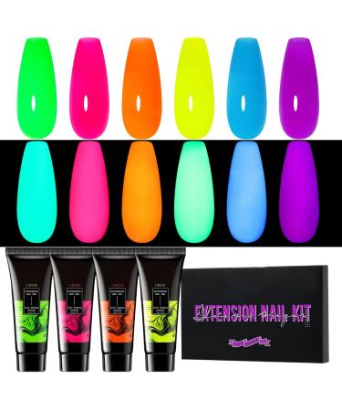 TocaFeank Colored Gel Nail Kit | Shiny Nail Extension Gel 6 Long-Lasting Glitter Extension Shades for Women and Girls