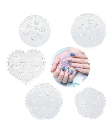 Konsait 5 Pack 3D Nail Art Mold Silicone assorted Nail Art Cabochon Decortive Mold Nail Art Making Tools Silicone Carved Mold Template Mould Kit