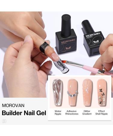 Morovan Builder Gel for Nails - 2oz Clear Hard Gel | 5-in-1 Strengthening Gel for DIY Nail Art & Salon Use - Buy Online on GoSupps.com