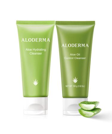 Aloderma Aloe Cleanser Set 2 Pieces - Hydrating Cleanser Oil Controlling Cleanser